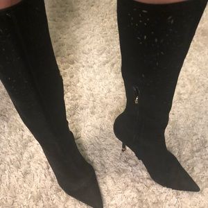 Louis Vuitton Suede High Heel Boots Size 8.5 black